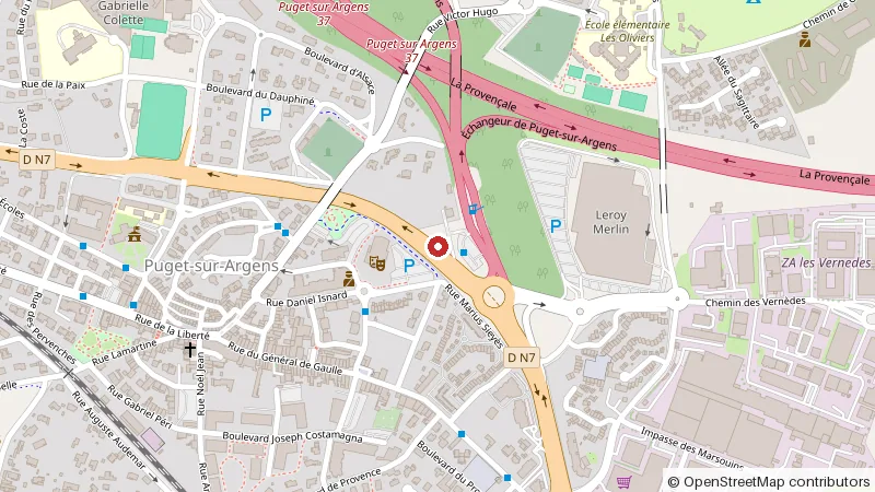Plan de situation du cabinet : 2671 DN7, 83480 Puget-sur-Argens, marqueur centré sur l'emplacement.